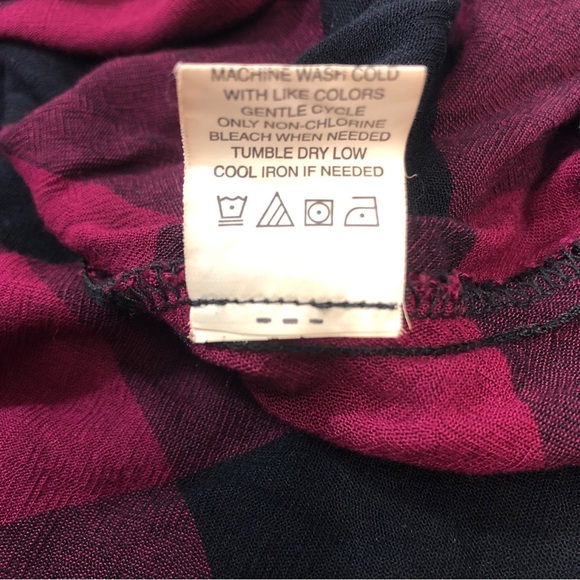 Eyeshadow Plaid Button Up Crossover Back Lace Trim Shirt Medium - Picture 9 of 10